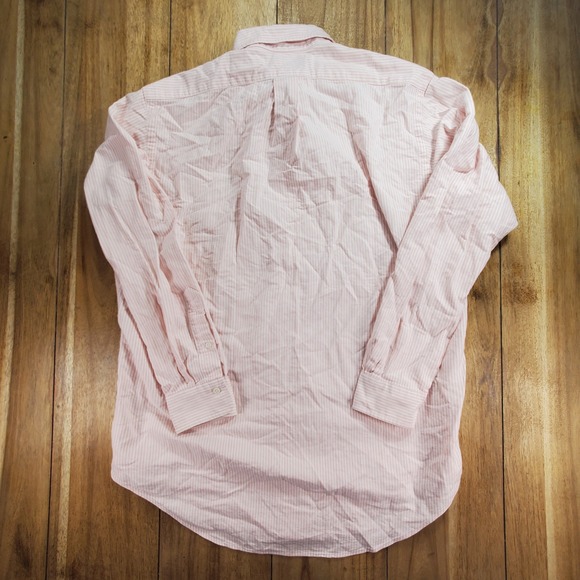 Polo Ralph Lauren Button Down Shirt Mens 16-34 Pink White Striped Cotton Oxford - Picture 4 of 8